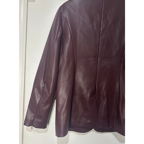 Women’s Plum Faux Leather Blazer Jacket - Picture 14 of 16